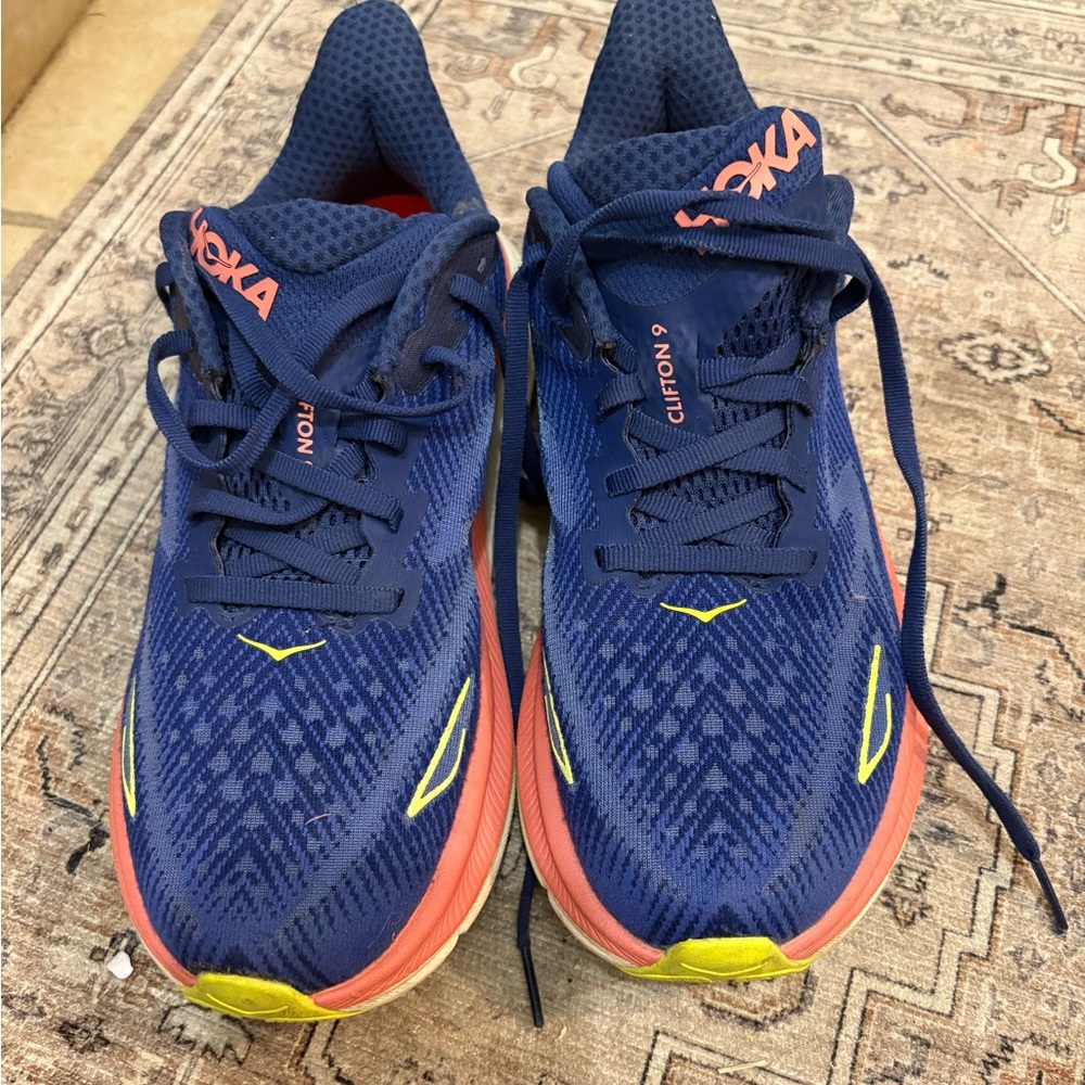 Hoka Navy and Coral Running Shoes